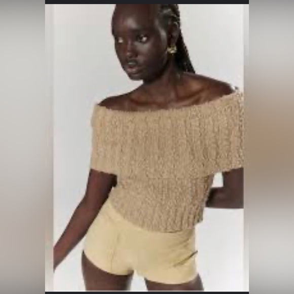 Silence + Noise Starlett Tan gold metallic Foldover Sweater Tank Top size medium - Picture 2 of 7